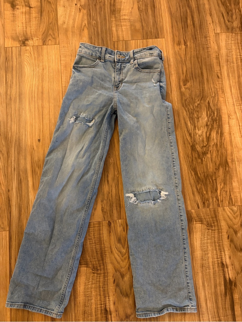 abercrombie kids Light Blue Ripped Straight-Leg Jeans
